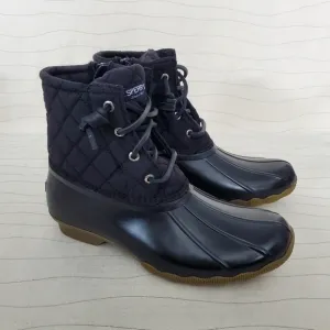 NEW Sperry Youth Girls Top-Sider Saltwater Black Duck Boots Shoes STK163618 Sz 4