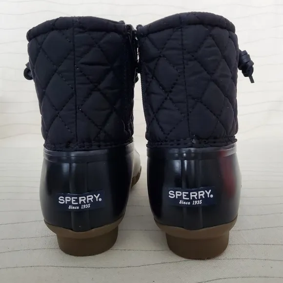 NEW Sperry Youth Girls Top-Sider Saltwater Black Duck Boots Shoes STK163618 Sz 4