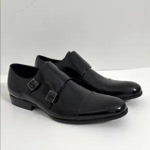 NEW STACY ADAMS Gordon Toe Monk Strap Dress Shoes Men 11M Black Patent Leather