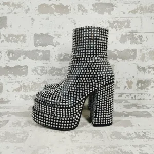 NEW Steve Madden Black Cobra Rhinestones Ankle Platform Boots F1005