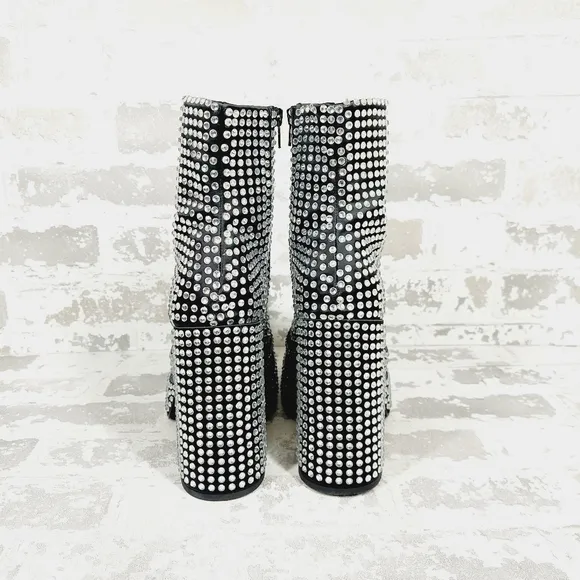 NEW Steve Madden Black Cobra Rhinestones Ankle Platform Boots F1005