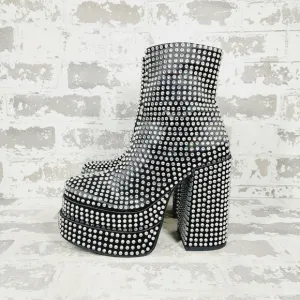 NEW Steve Madden Black Cobra Rhinestones Ankle Platform Boots F820