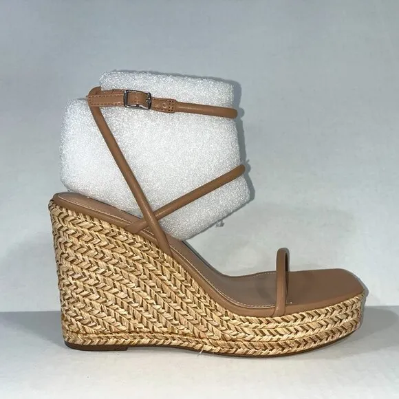 NEW Steve Madden Women's Unify Platform Wedge Sandals in Natural Raffia Size 11M