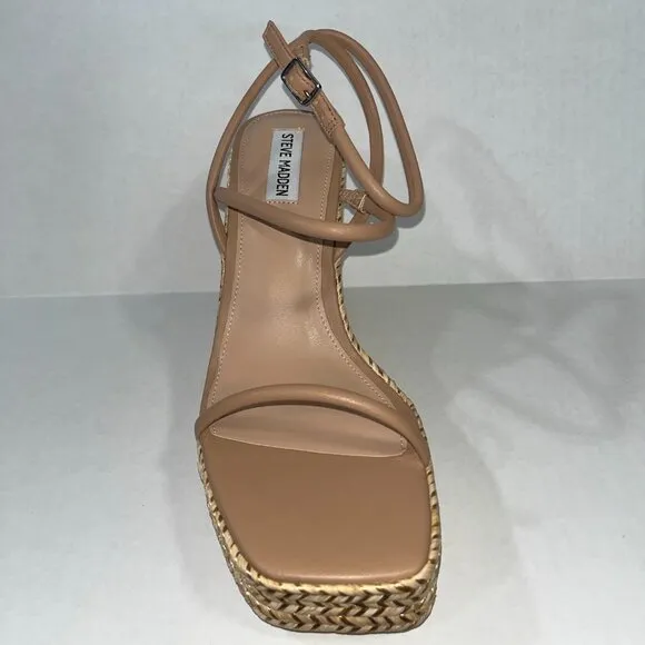 NEW Steve Madden Women's Unify Platform Wedge Sandals in Natural Raffia Size 11M