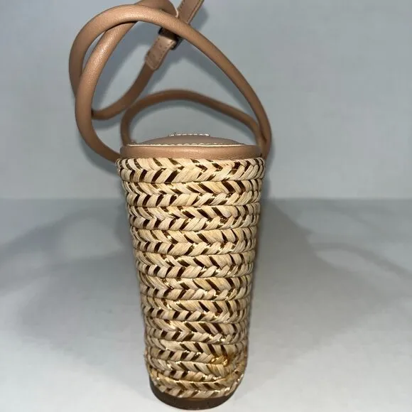 NEW Steve Madden Women's Unify Platform Wedge Sandals in Natural Raffia Size 11M