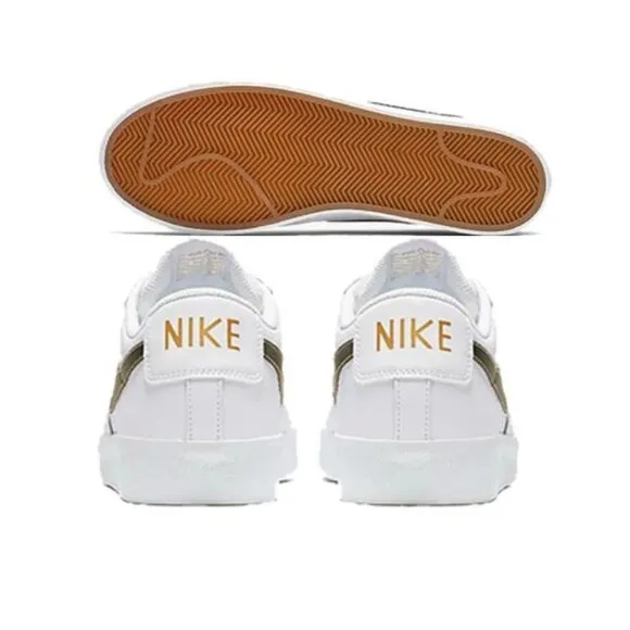 🤩New Sz 10 Mens Shoes Nike Blazer Low Premium White Metallic Gold BQ7460-101