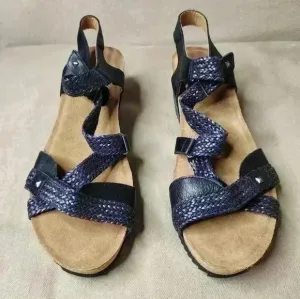 New Taos Julia Wedge Sandals Size Eu 41 / Us 10-10.5 Woven Strappy Cork