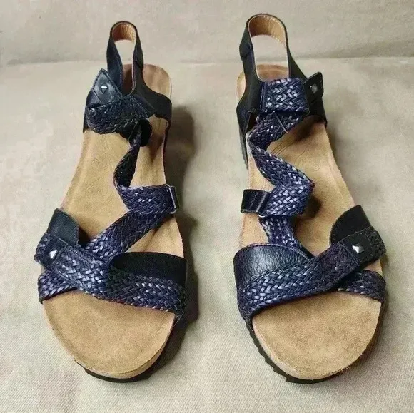 New Taos Julia Wedge Sandals Size Eu 41 / Us 10-10.5 Woven Strappy Cork