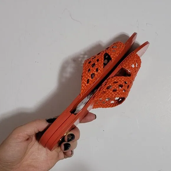NEW Tory Burch Woven Slide Sandals Womens 6.5 Luxury Designer Casual Chic Orange