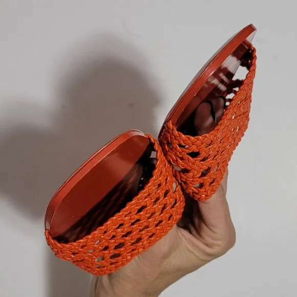 NEW Tory Burch Woven Slide Sandals Womens 6.5 Luxury Designer Casual Chic Orange