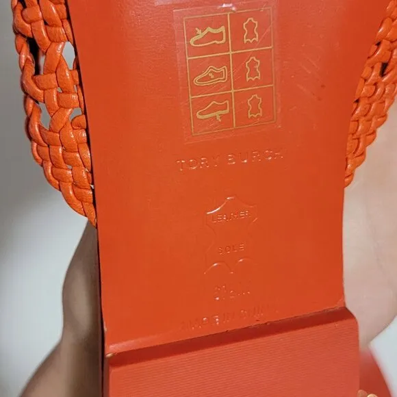 NEW Tory Burch Woven Slide Sandals Womens 6.5 Luxury Designer Casual Chic Orange