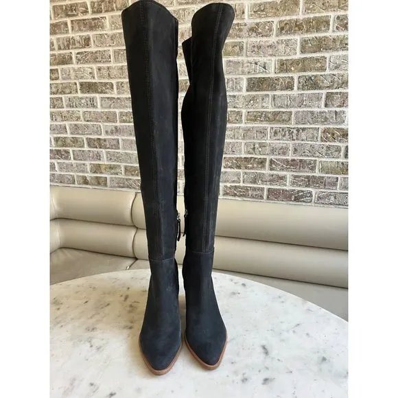 NEW TREASURE &amp; BOND Heidi Over The Knee grey suede Boots Size 8