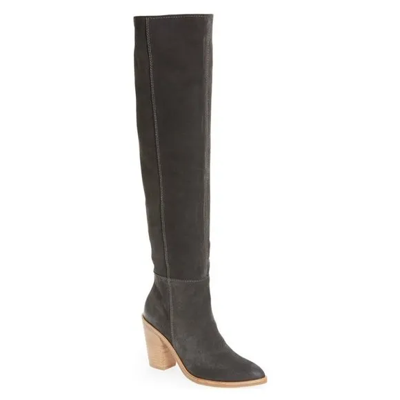 NEW TREASURE &amp; BOND Heidi Over The Knee grey suede Boots Size 8