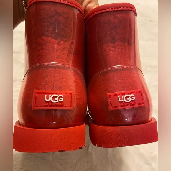 New UGG clear red mini boots women size 6