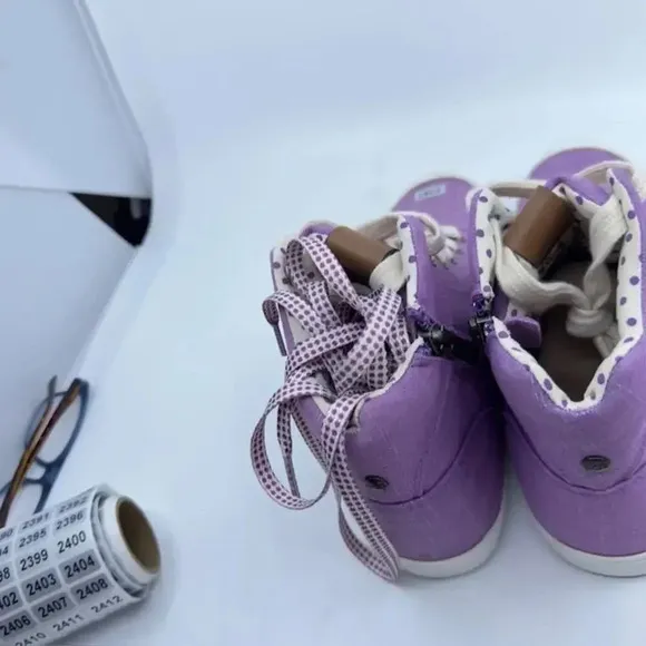 NEW UGG High-Top Sneaker Shoes Lace-Up Side-Up Canvas Upper Purple Womens 6W