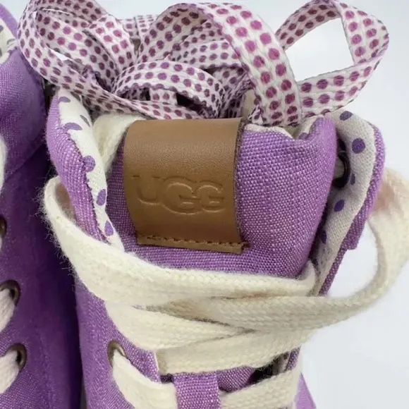 NEW UGG High-Top Sneaker Shoes Lace-Up Side-Up Canvas Upper Purple Womens 6W