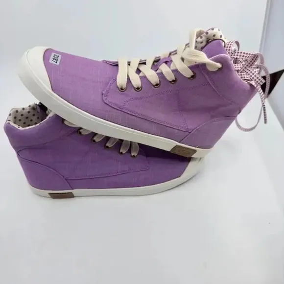 NEW UGG High-Top Sneaker Shoes Lace-Up Side-Up Canvas Upper Purple Womens 6W