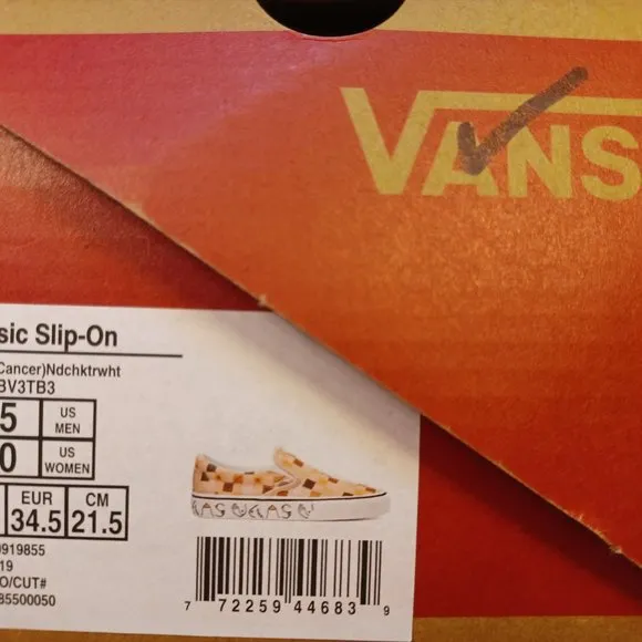 New VANS Classic Slip On Breast Cancer Awareness Checkerboard Shoes