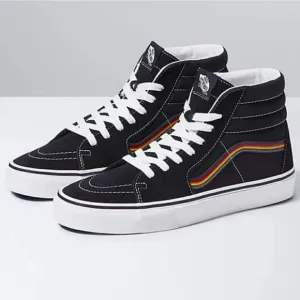 New Vans Sk8-Hi Pride Leather Black Multi &amp; True White Shoes Size Women's 5