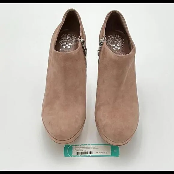NEW! Vince Camuto Elvin Light Pink Suede Leather Stiletto Heels Booties Sz 8