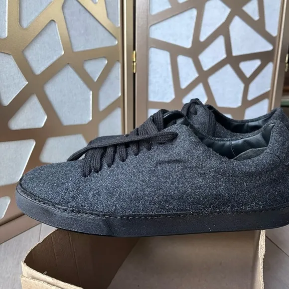 New VINCE NOBLE WOOL BLEND SNEAKER SHOES Gray 8 8.5 Leather Insole Eu 42 M Mens