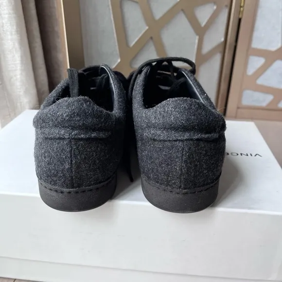 New VINCE NOBLE WOOL BLEND SNEAKER SHOES Gray 8 8.5 Leather Insole Eu 42 M Mens