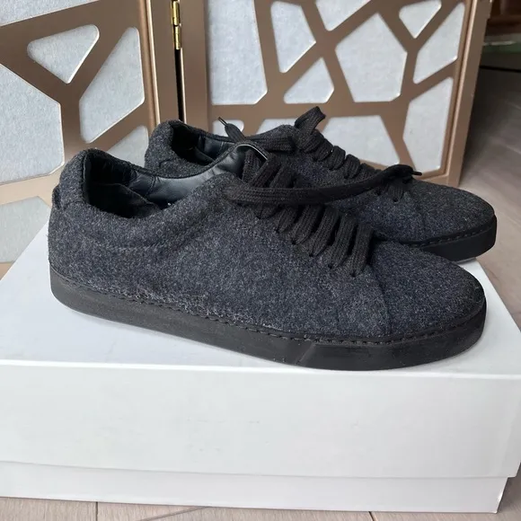 New VINCE NOBLE WOOL BLEND SNEAKER SHOES Gray 8 8.5 Leather Insole Eu 42 M Mens