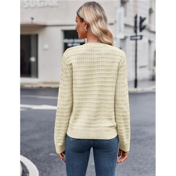 NEW Women's 2025 Cardigan Sweaters Button Down Crew Neck Open Front Long Sleeve