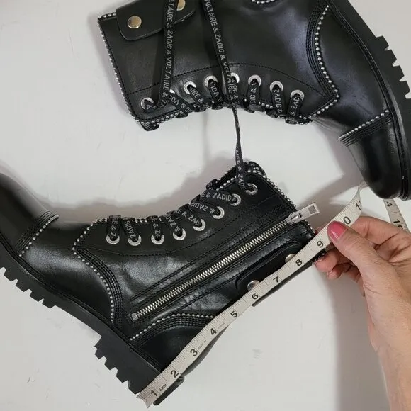NEW Zadig &amp; Voltaire Womens Joe Studded Ankle Boots 9 Designer Grunge Dark