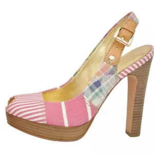 New Coach Berli Platform slingback sandal Madras/ Pink