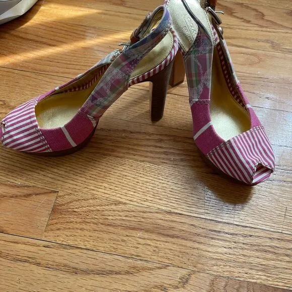 New Coach Berli Platform slingback sandal Madras/ Pink