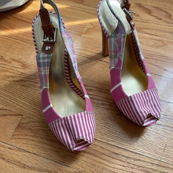 New Coach Berli Platform slingback sandal Madras/ Pink