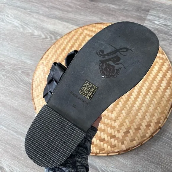 NEW free people winding rivers black woven slide sandals women’s size 38