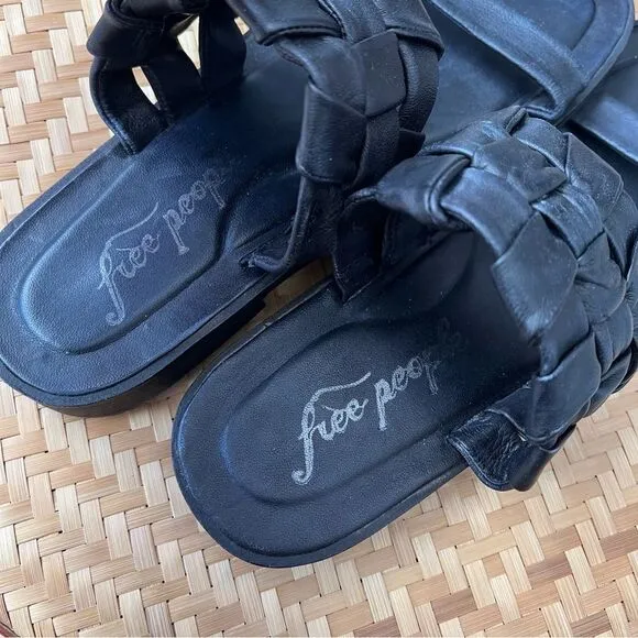 NEW free people winding rivers black woven slide sandals women’s size 38