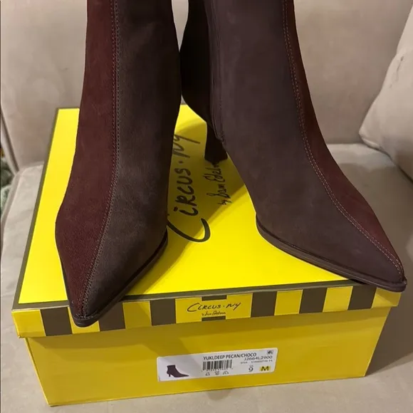 NIB Circus NY Sam Edelman Yuki Elegant Ankle Boots size 9 deep pecan/dark choc