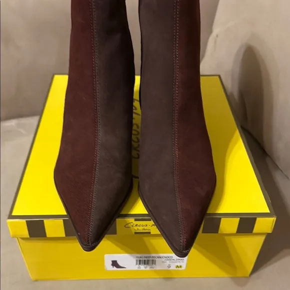 NIB Circus NY Sam Edelman Yuki Elegant Ankle Boots size 9 deep pecan/dark choc