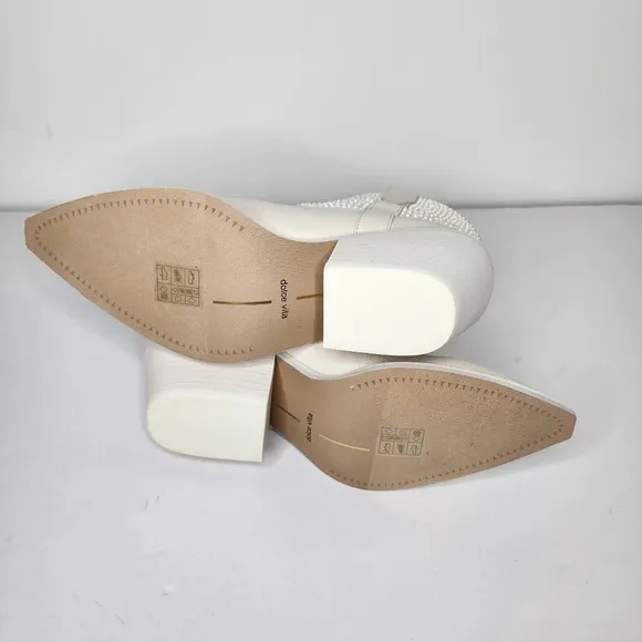 NIB Dolce Vita Nashe Women's Off White Pearl Ankle Boots Size 8