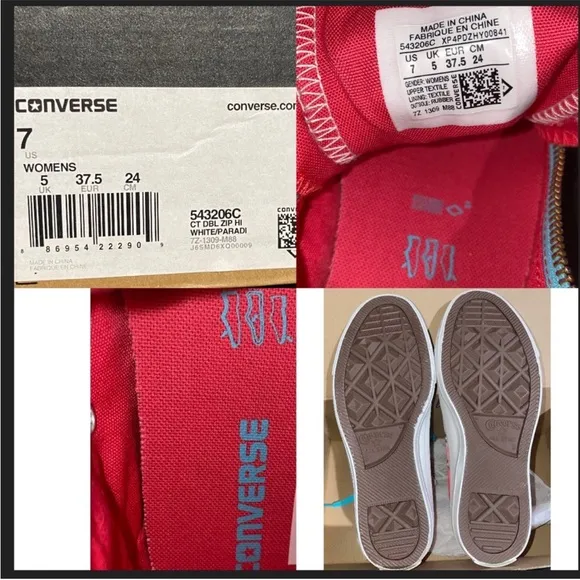 NIB double zip Converse Chuck Taylor all star hi top sneakers coral blue leopard