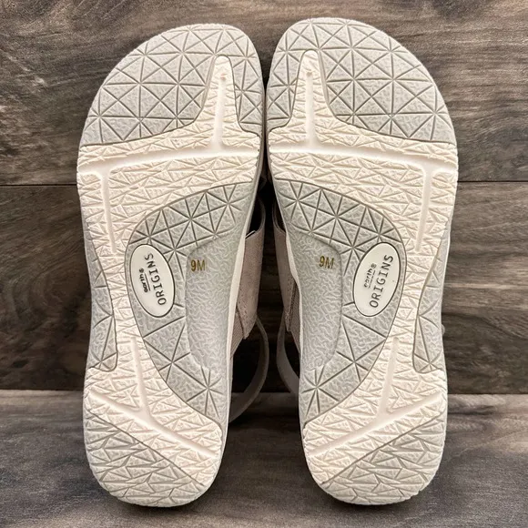 NIB Earth Suzie 8M Leather Woven Lightweight Slingback Sandals Taupe