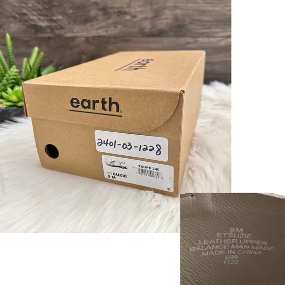 NIB Earth Suzie 9M Leather Woven lightweight Slingback Sandals Taupe