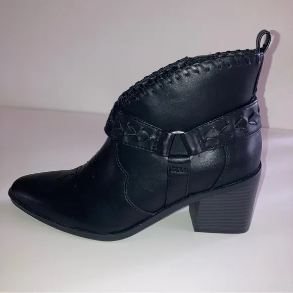 NIB Frye and Co Black Palma Western Cowboy Heel Booties Boho Designer Boots 6.5