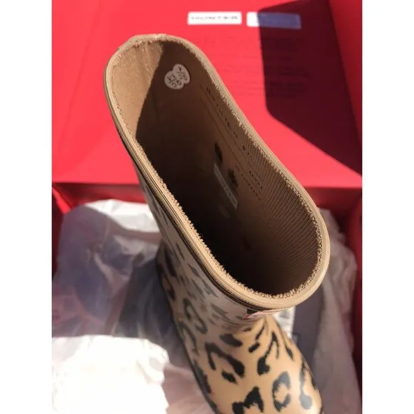 NIB HUNTER HYBRID TAWNY Animal Leopard Rubber Boots Kids US 10 Girls Boys Shoes
