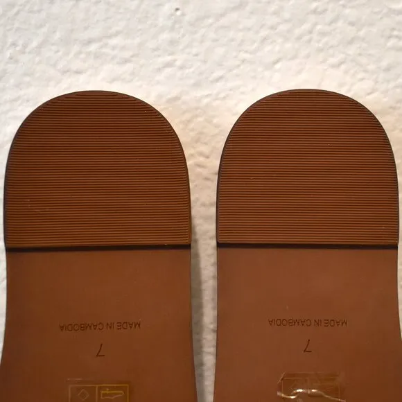 NIB Madewell Cloudlift Lite Woven Leather Slide Sandals Pale‎ Oyster Sz 7