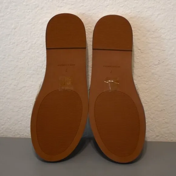 NIB Madewell Cloudlift Lite Woven Leather Slide Sandals Pale‎ Oyster Sz 7