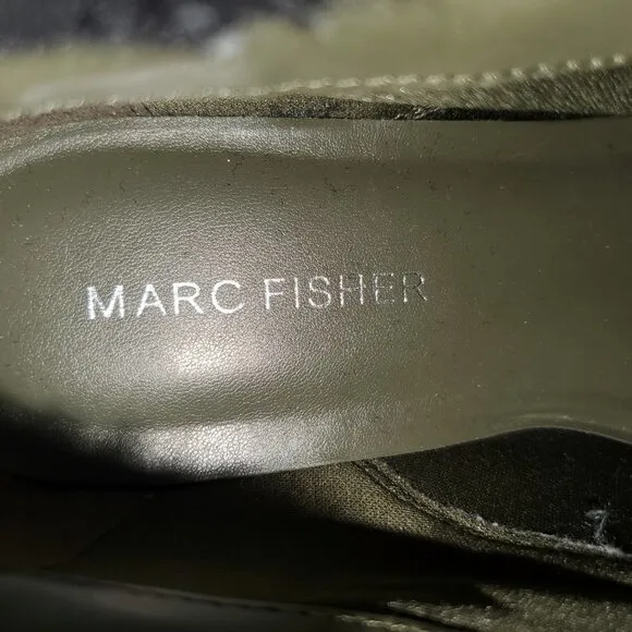 NIB MARC FISHER Leigan Olive Sherpa Suede Lace Up Lug Sole Hiker Bootie 7