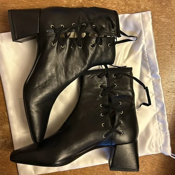 NIB Suzanne Rae Lady Boots 38 black nappa leather