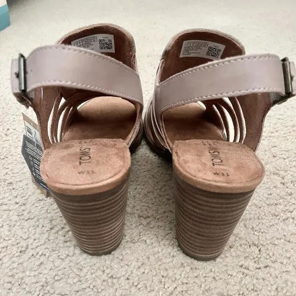 NIB TOMS Majorca Woven Heeled Sand Leather Suede Sandals Womens size 11