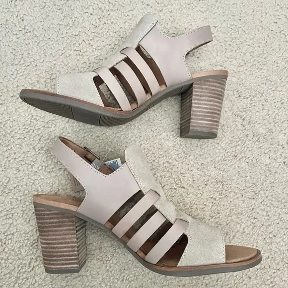 NIB TOMS Majorca Woven Heeled Sand Leather Suede Sandals Womens size 11