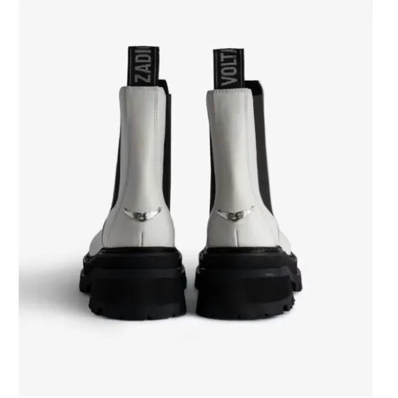 NIB Zadig &amp; Voltaire Boots 36 (5) Ride Chelsea in Ice Genuine Leather