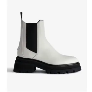 NIB Zadig &amp; Voltaire Boots 36 (5) Ride Chelsea in Ice Genuine Leather